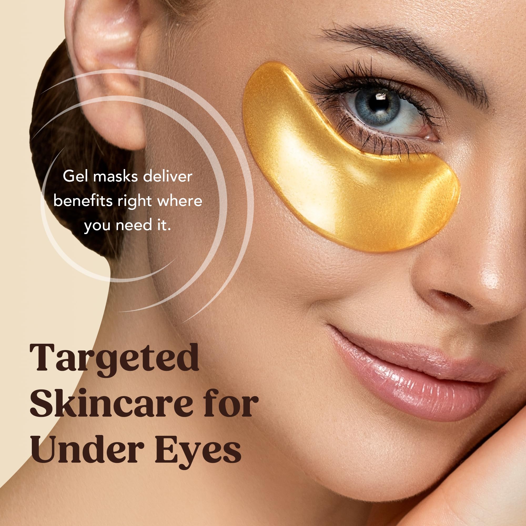 DERMORA Golden Glow Under Eye Patches - 100 Pairs Individually Packed