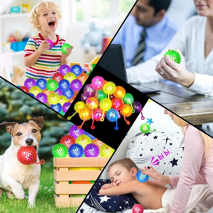 12 PCS Light up Ball, Bouncy Balls for Kids, Balls for Toddlers 1-3, 2.2inch Sensory Stress Ball, Flashing Squeaky for Easter Party Favors, Classroom Prizes, Prizes for Kids, Student Gifts