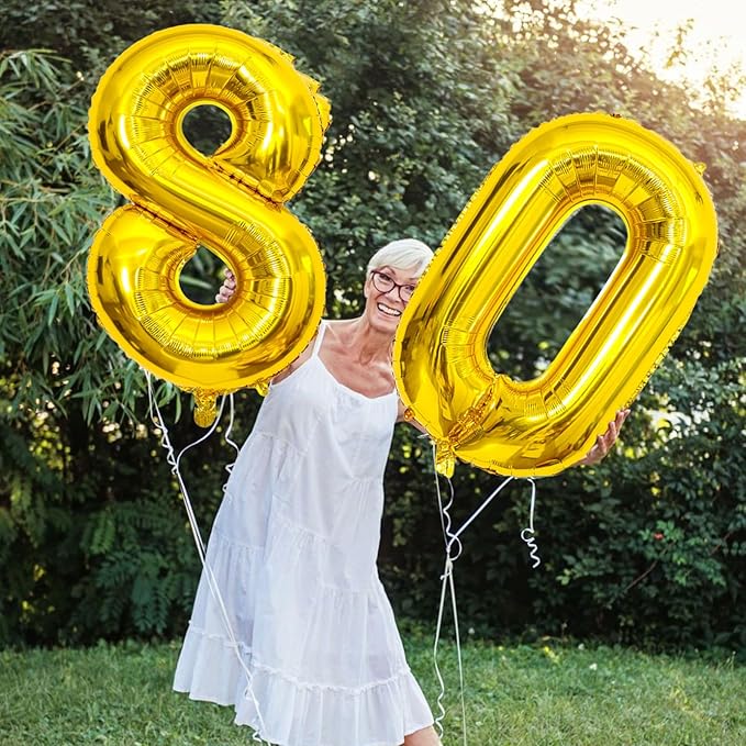 Gold Number Balloons Birthday Balloons - Giant Gold Number 80 Balloon 40 inch, Numbers Balloon 10th Birthday Decorations, Gold Party Supplies for Women Men