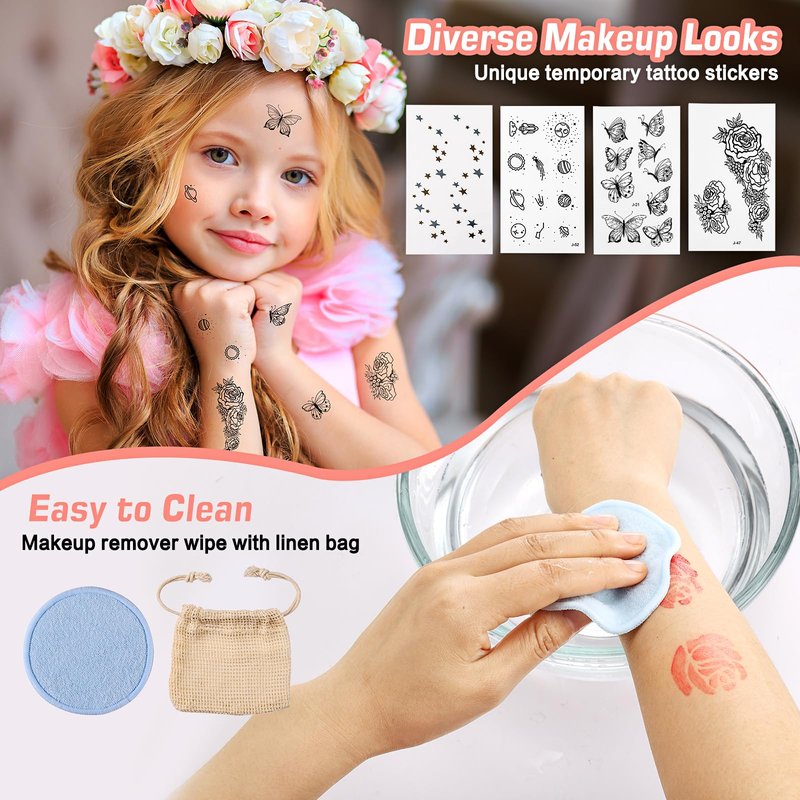 Anpro All-in-One Makeup Kit for Girls 10-12 with Case, Pro Teen Makeup Set, Tween Makeup Kit, Full Starter Make Up Kit with Brushes, Eyeshadow Palette, Blushes, Glitter Gel, Temporary Tattoo Stickers