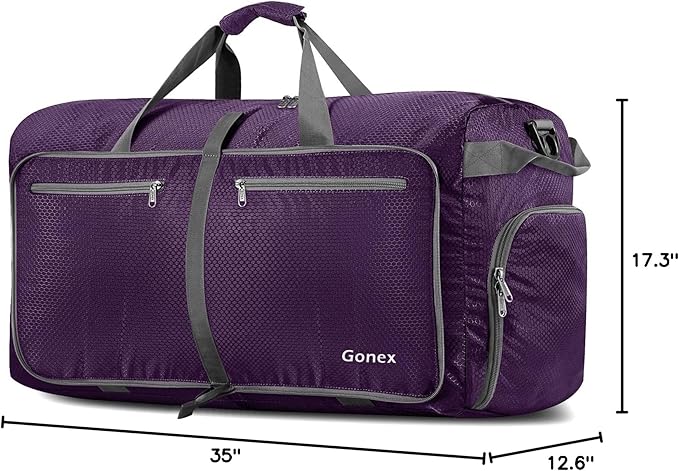 Gonex 40L 60L 80L 100L 150L Large Foldable Travel Duffle Bag with Shoes Compartment, Packable Lightweight Water Repellent Duffel Bag for Camping Gym Weekender Bag