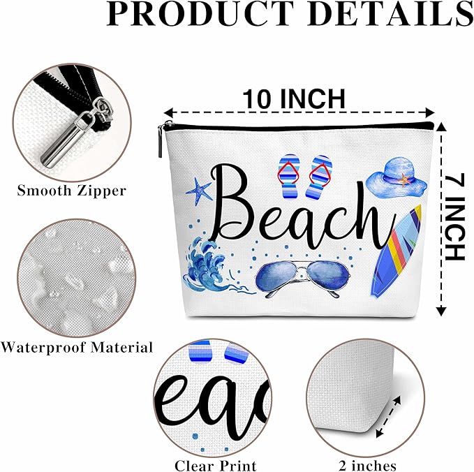 Summer Cosmetic Bag, Cruise Gift Makeup Bag with Zipper for Toiletry Bag Accessories, Beach Lover Gifts for Women Girls Birthday- B07