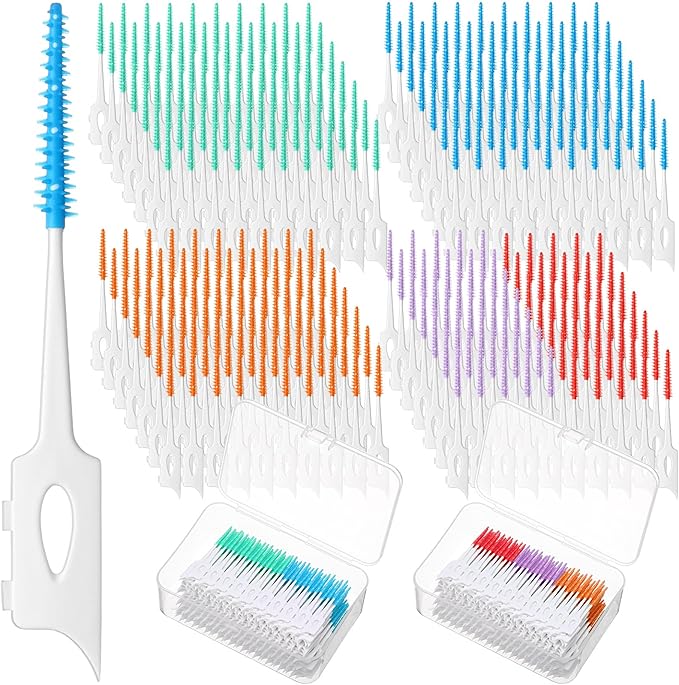 600 Pcs Soft Interdental Brushes Disposable Gum Picks Dental Floss with Case Picks Dental Braces Brush for Teeth Cleaning and Gum Health