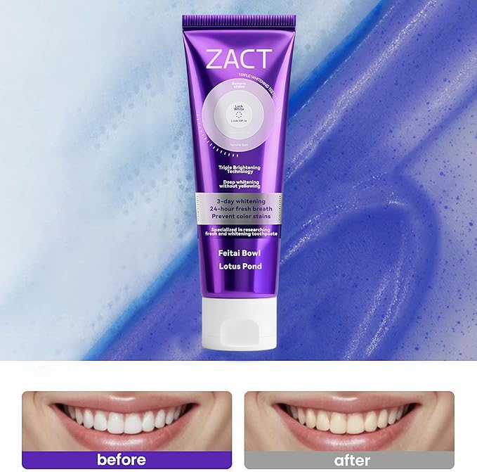 Purple Color Corrector & Whitening Toothpaste, Fluoride-Free for Sensitive Teeth, Deep Stain Remover to Eliminate Plaque & Freshen Breath, Enamel Safe (1)
