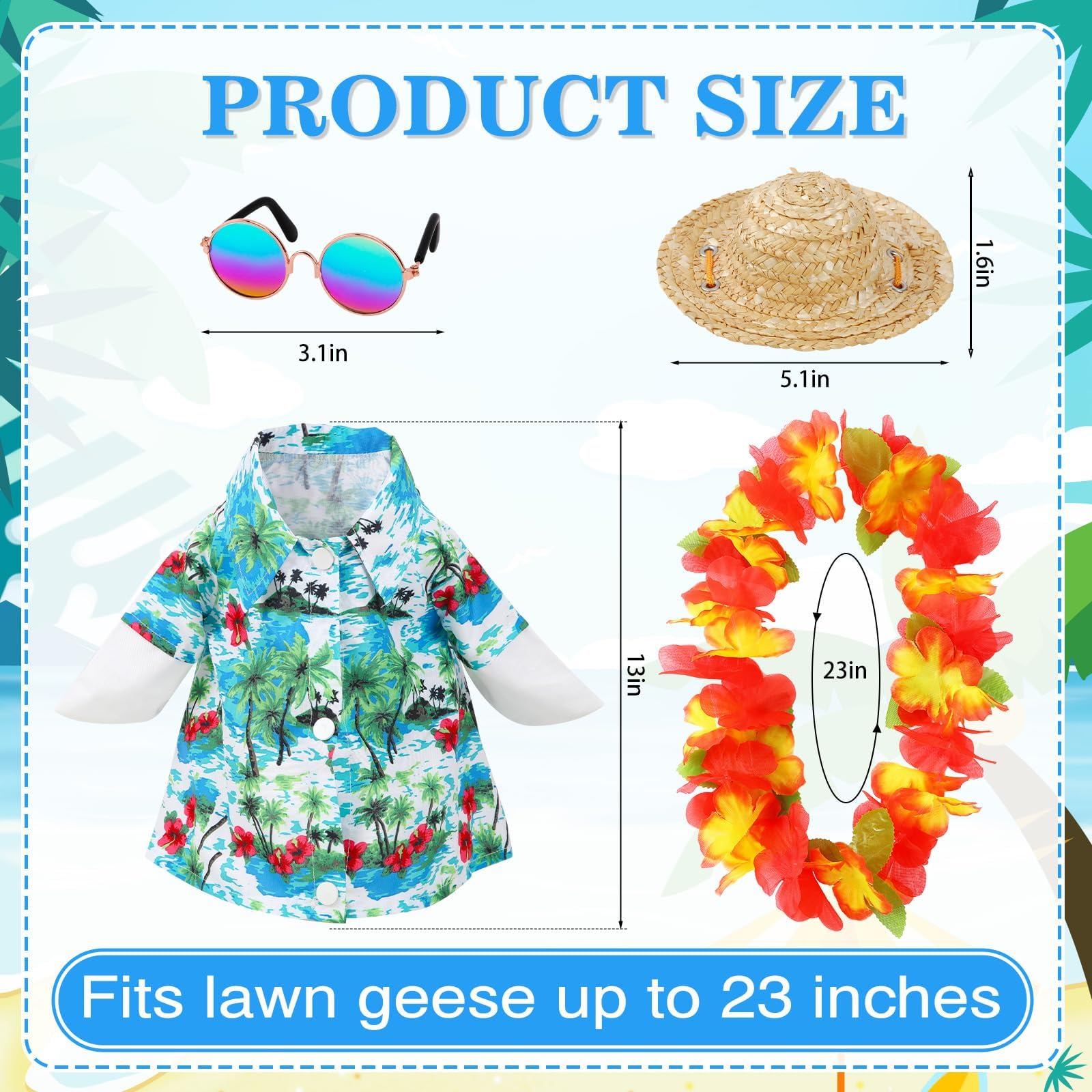 DTOFOOT 4 Pcs Hawaiian Porch Goose Outfit for 23 In Goose Statue Costume
