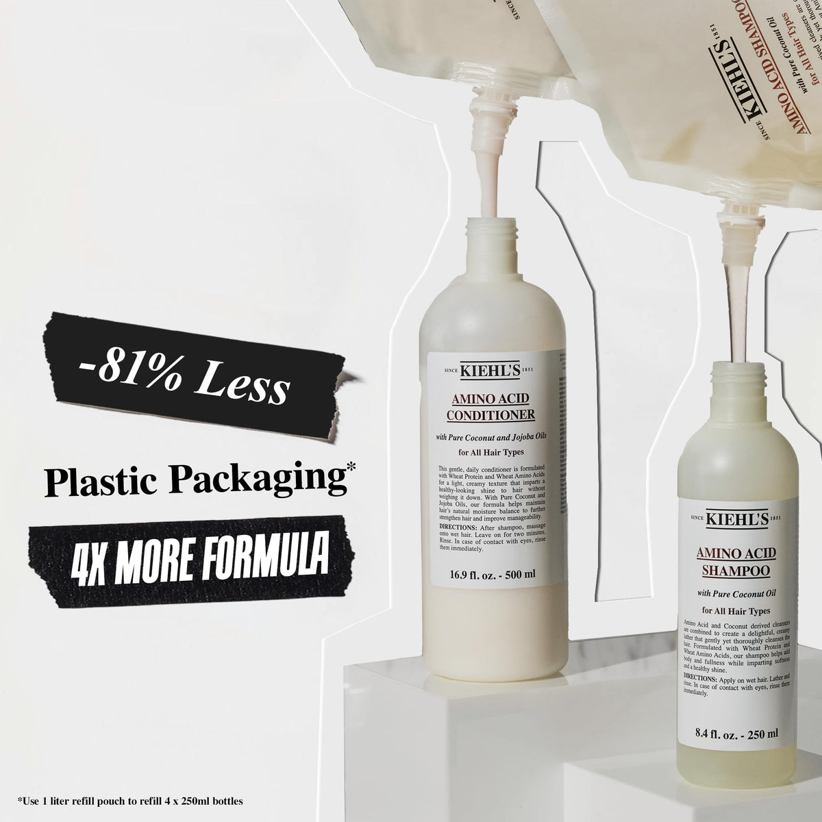 Kiehl's Amino Acid Shampoo, with Amino Acids and Coconut Oil to Clarify and Cleanse, Helps Strengthen Hair, Prevent Breakage, Suitable for All Hair Types, Paraben-Free - 16.9 fl oz