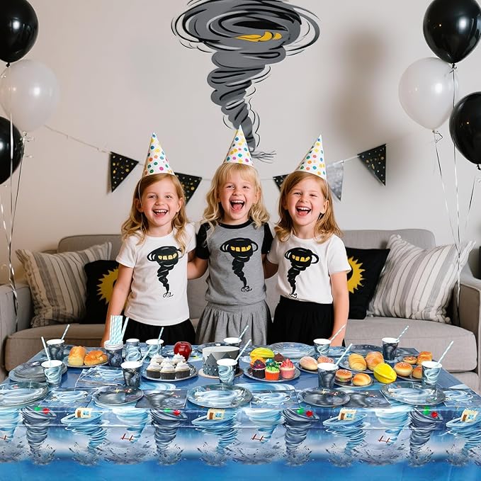 KEFAN Tornado Birthday Party Decorations, Tornado Theme Party Tableware Supplies including Plates, Cups, Napkins, Tablecloth (40)