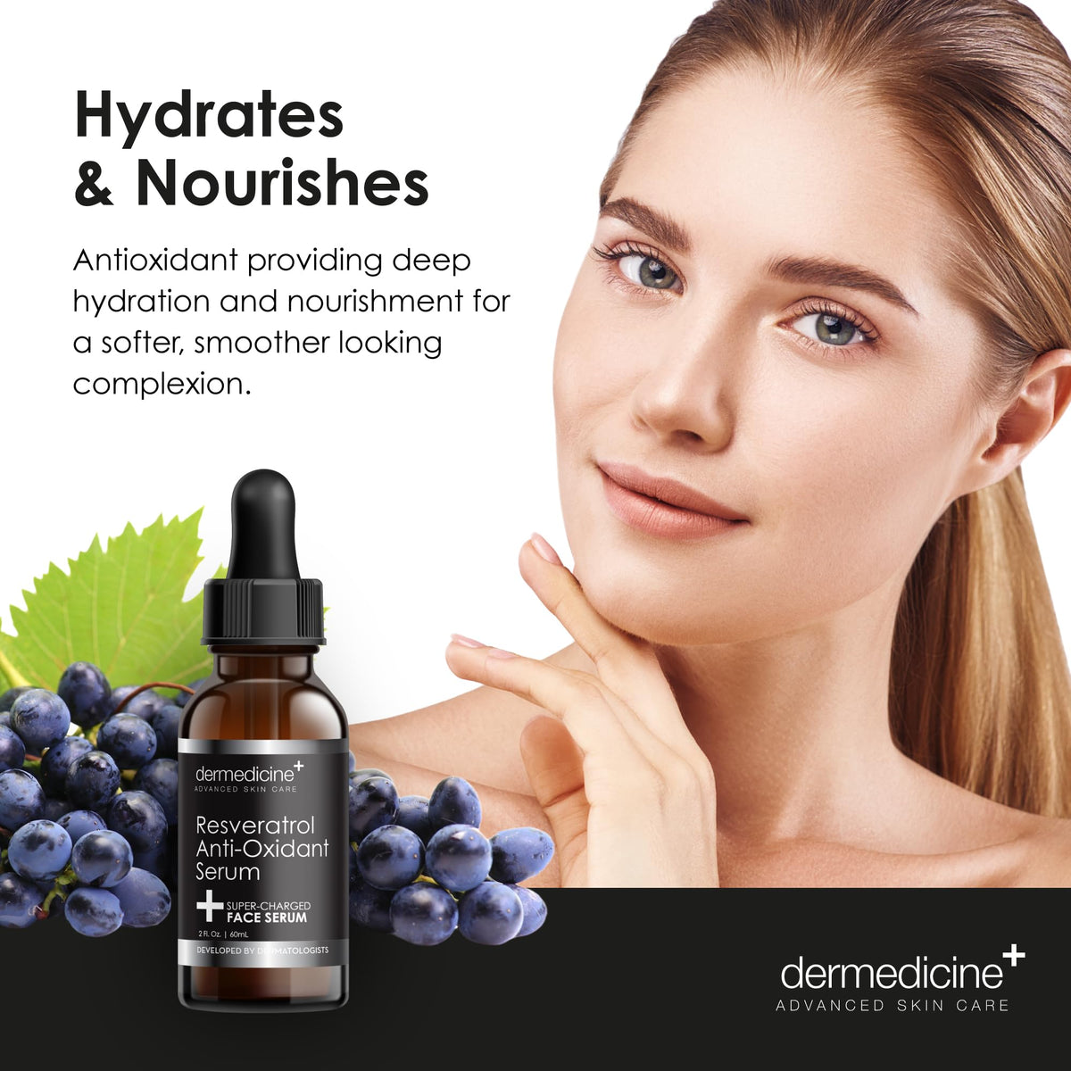 Dermedicine Resveratrol Liquid Serum Facial Skin Care Lift Resveratrol Serum for Face 2 Fl Oz