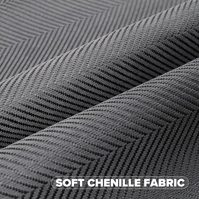 FUTEI Dark Grey Chenille Throw Pillow Covers 16x16 Inch Set of 2,Soft Wide Chevron Textured Cushion Case,Farmhouse Home Decor for Couch Bed Living Room