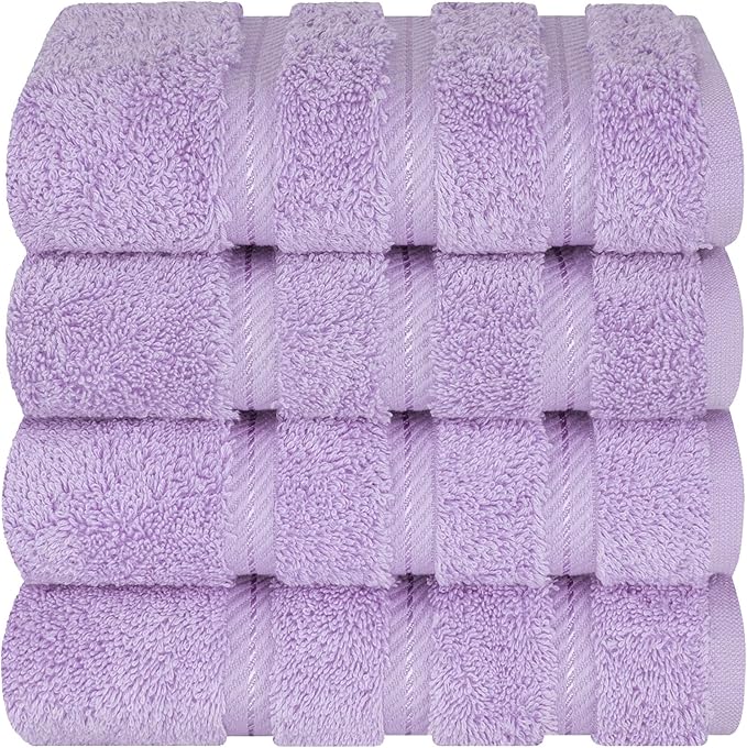 American Soft Linen Luxury Hand Towels for Bathroom, 600 GSM 100% Cotton Turkish 4 Piece Hand Towel Set, 600 GSM Hand Face Towels for Kitchen, Lilac Hand Towels
