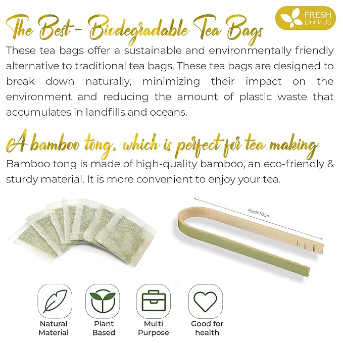 FreshDrinkUS, Premium 10 Mullein Leaf Tea Bags For Lungs, 100% Natural & Pure from Mullein Leaves. Loose Leaf Mullein Herbal Tea. Made with Natural Material Tea Bags. No Sugar, No Caffeine, No Gluten, Vegan.