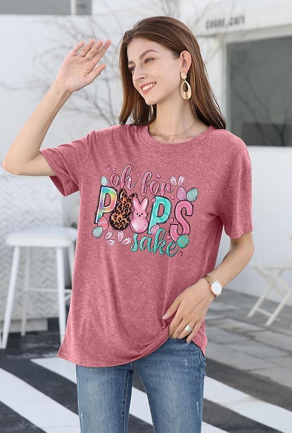 LAZYCHILD Women Easter Teacher Shirts: Funny Treat All with Kindness T-Shirt Bunny Rabbit Tee Tops
