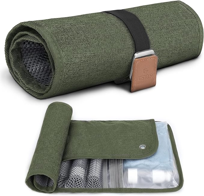 Toiletry Bag for Men, Travel Essentials Travel Toiletry Bag, Water-Resistant Compact Bathroom Roll Organizer for Hygiene, Shaving kit, Gifts for men (4.Army Green(Polyster))
