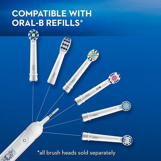 Oral-B Kids Electric Toothbrush with Coaching Pressure Sensor and Timer, Rechargeable Toothbrush with Brush Head, Sparkle & Shine