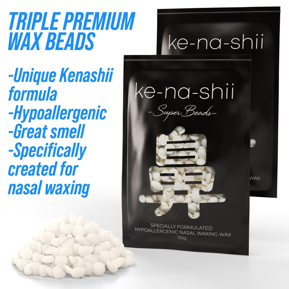 Kenashii Super BUNDLE Nose & Ear Hair Removal Kit | 100 g Wax, 84 Applicators | No Microwave Needed | Nasal Waxing For Men and Women | 12 Balm Wipes, Mustache Guards, Storage Bag