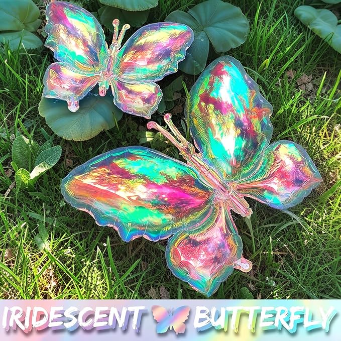 Fairy Wonderland Balloon Arch Kit,163Pcs Purple Hot Pink Balloon Garland with Iridescent Butterfly,Mushroom,Chessboard Foil Balloons for Alice Princess Birthday Onederland Garden Tea Party Decorations