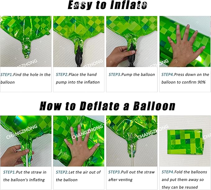 40 inch giant Green pixel miner game number 9 balloon Large mining theme foil balloon 0-9 Suitable for pixel game parties children's birthdays party anniversary celebrations baby shower decoration