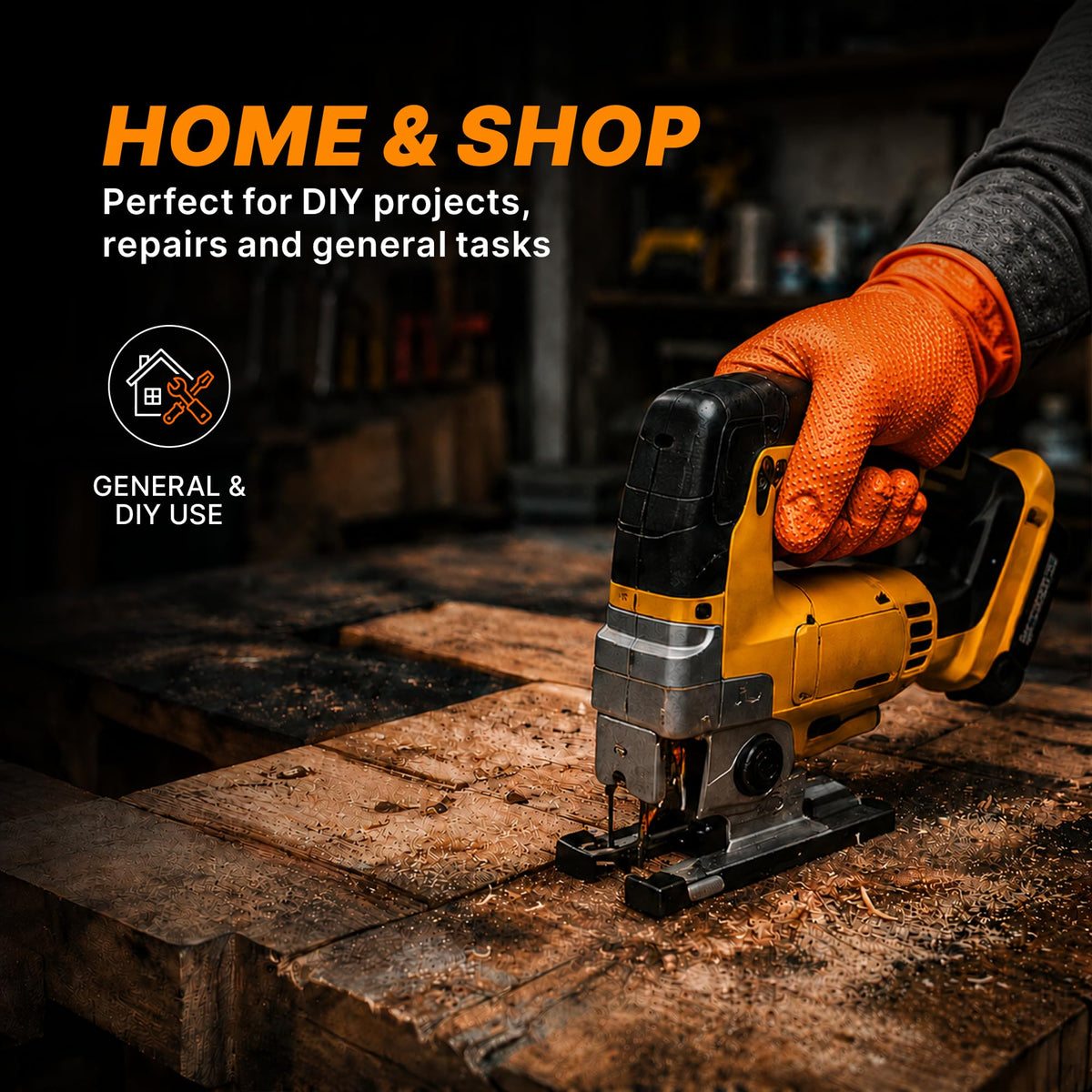 TitanFlex Heavy Duty Industrial Orange Nitrile Gloves, 8-mil, Gloves Disposable Latex Free with Raised Diamond Texture Grip, Powder Free, Rubber Glove, Mechanic Gloves,100-ct Box (XL)