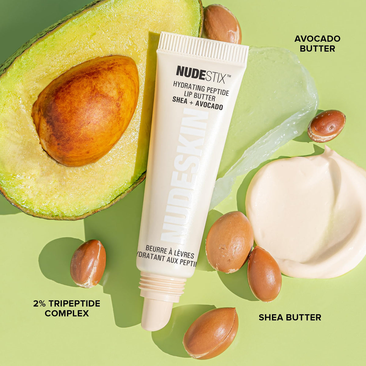 Nudestix Hydrating Peptide Lip Butter – Glossy Lip Balm with Avocado, Shea Butter & 2% Peptides for Hydration & Plumping | Clean, Vegan & Cruelty-Free - Clear Gloss