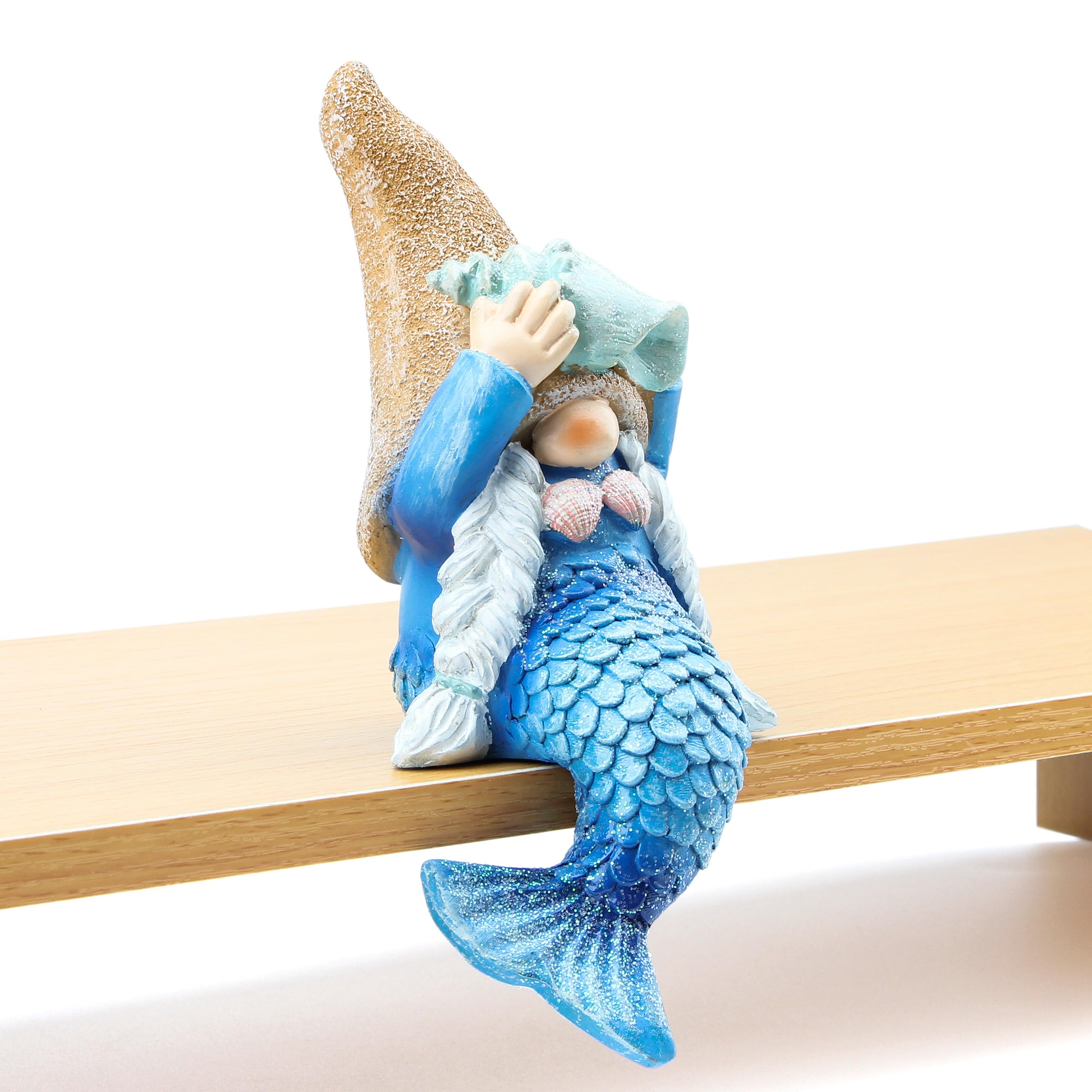 Mermaid Gnome Statue Garden Decor,Beach Gnomes Figurine for Outdoor Indoor
