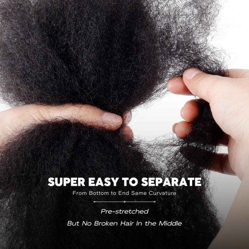 BLL Afro Kinkys Bulk Human Hair, 20 Inch 50 Gram 100% Human Hair for Mini Twist Braiding Dreadlock Loc Extensions Afro Kinky Curly Hair Bulk Black Color (1B, 20 Inch (Pack Of 1))