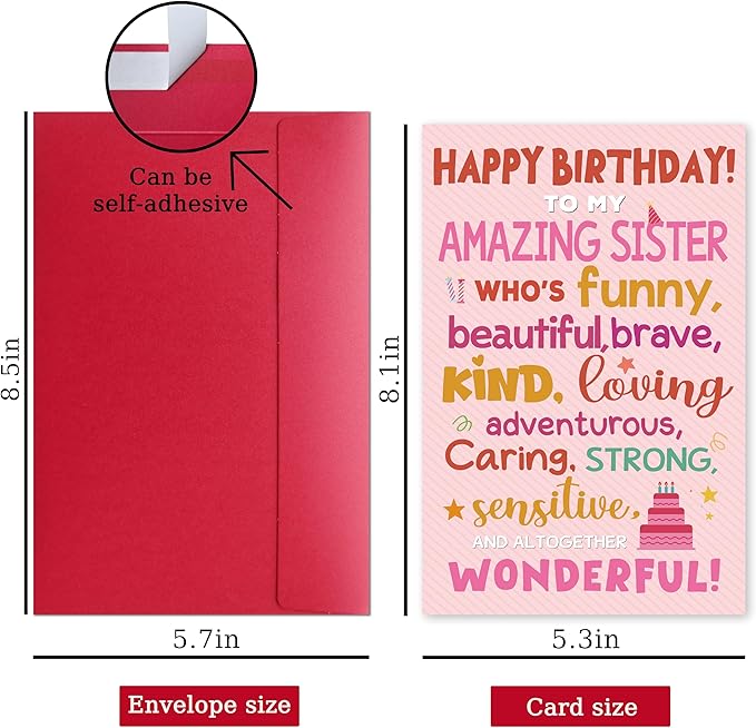 Funny Sister Birthday Card, Best Sister Greeting from Brothers or Sisters, Heartfelt Appreciative Birthday Card Gift for Her Women