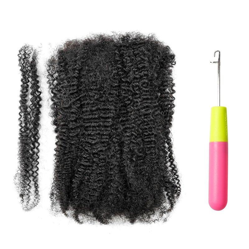 EV&ET Pre-sretched Afro Kinkys Bulk Human Hair Human Hair for Locs/Twists/Braids/Repair Locs Afro Kinky Curly Bulk Can Bleach And Dye (Natural black, 12inch 50g)