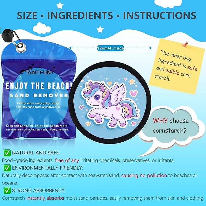 3 Pack Mermaid Unicorn Dinosaur Sand Remover Cleaner Eraser for Family Women Vacation Trip Hawaii Honeymoon Gift Costa Rica Resort Rio de Janeiro Bahamas Punta Cana Essential Waikiki Spring Trip