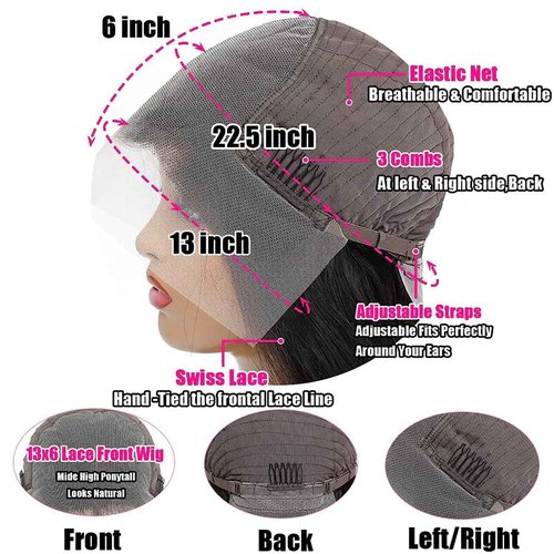 PIOGH Body Wave Lace Front Wigs Human Hair 180% Density Body Wave 13x6 HD Lace Frontal Wigs Brazilian Virgin Human Hair Wigs for Women Glueless Pre Plucked with Baby Hair 20 Inch