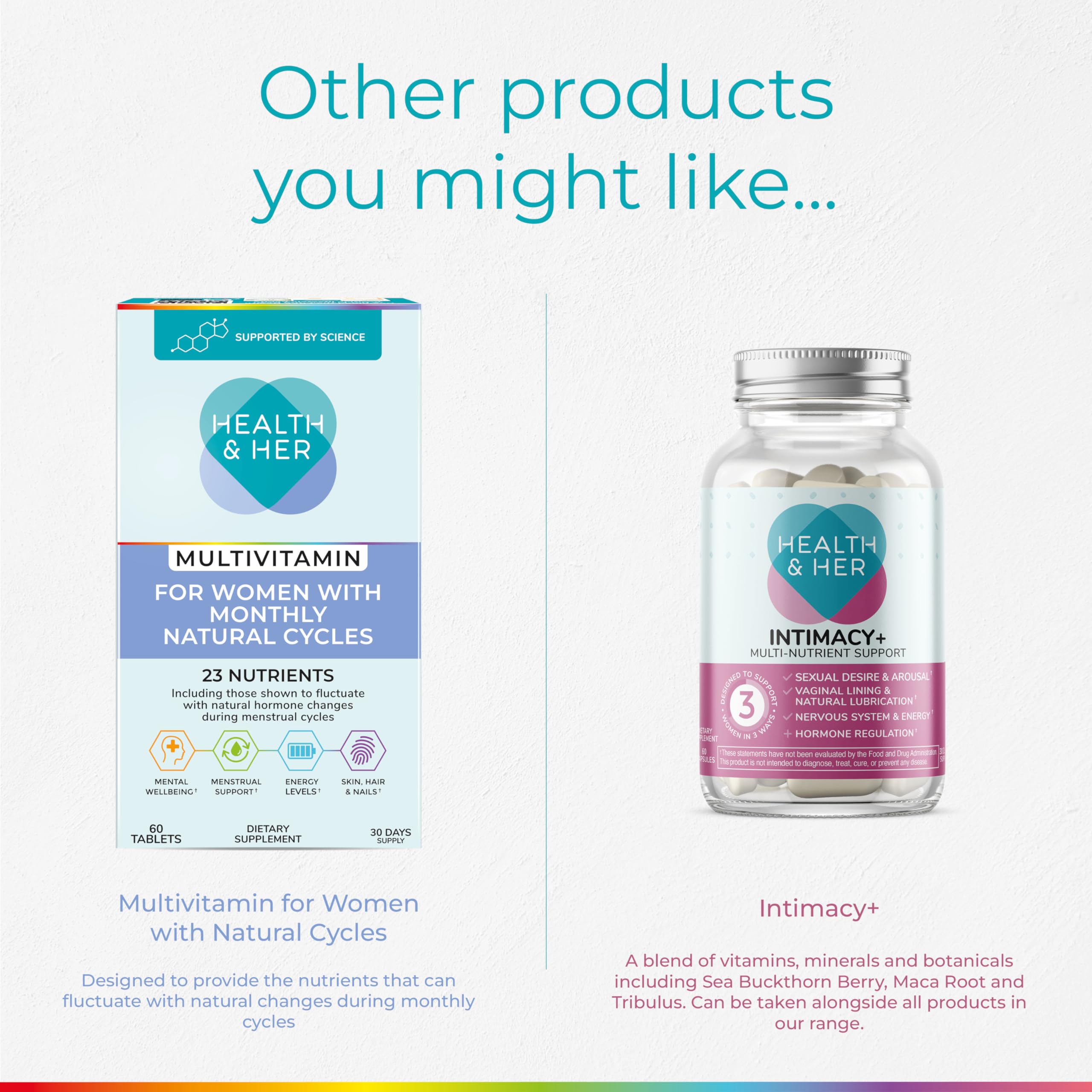 Health & Her Multivitamin Supplement for Women Taking Birth Control - Nutrition Support - 1 Month Supply, 60 Tablets - Vegan & Gluten Free
