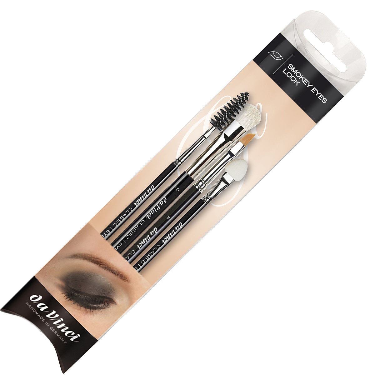 da Vinci Cosmetics Series 4803 Classic Smokey Eyes Look Brush Set with Eyeliner, Blender, Eyelash Brush, and Applicator, Multiple Sizes, 46.2 Gram, 4 Brushes