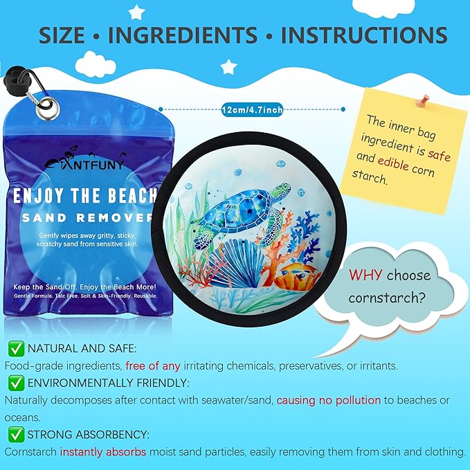 Antfuny Sand Remover for Beach Family Accessories Women Wipe Off Mitt Duster Cup Holder Game Toy Cruise Ship Accessories Summer Vacation Must Have Hawaii Trip Essential Honeymoon Gift Towel