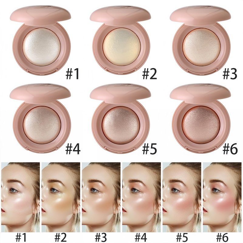 MAEPEOR Baked Highlighter Buildable Lightweight Natural Look Baked Highlighter Powder Palette, Highlight Face for a Shimmery or Matte Finish (Color 05)