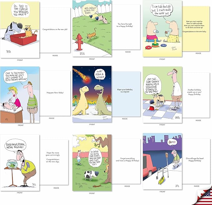 NobleWorks - 36 Assorted Funny Mixed Occasions Greeting Cards Bulk Box Set with Envelopes (36 Designs, 1 Each) Humor Card Variety Pack for Men and Women - A Mix of McCoy AC9381XXG-B1x36