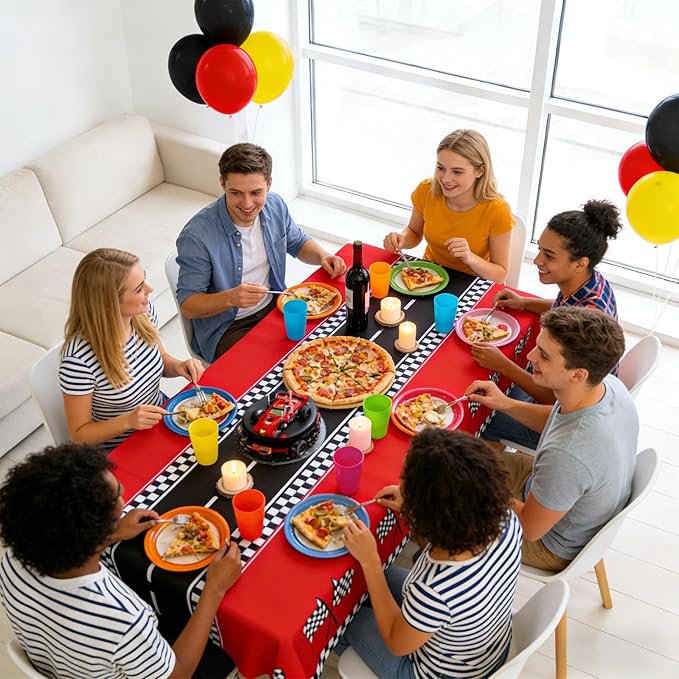 Slergut Race Car Birthday Party Decorations, 3 Pack Racing Car Tablecloth Checkered 54"x108", Race Cars Decorations Party Supplies Favors, Cars Birthday Decoration for Boys Baby Shower