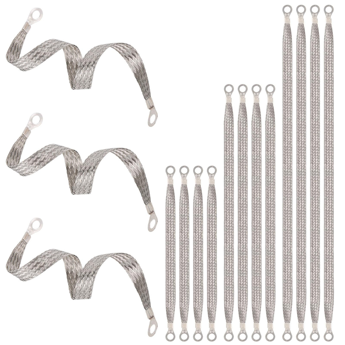 12pcs Automotive Ground Straps Kit, Universal Engine Grounding Cable Straps Braided Copper Tinned Ground Wire Vehicle Grounding