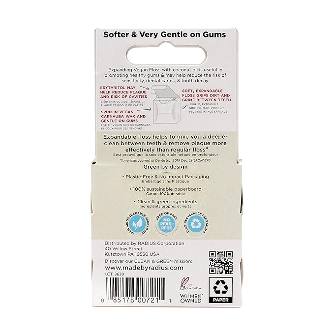 RADIUS Clove Cardamom Dental Floss 55 Yards Vegan & Non-Toxic Oral Care Boost & Designed to Help Fight Plaque Clear - Pack of 3