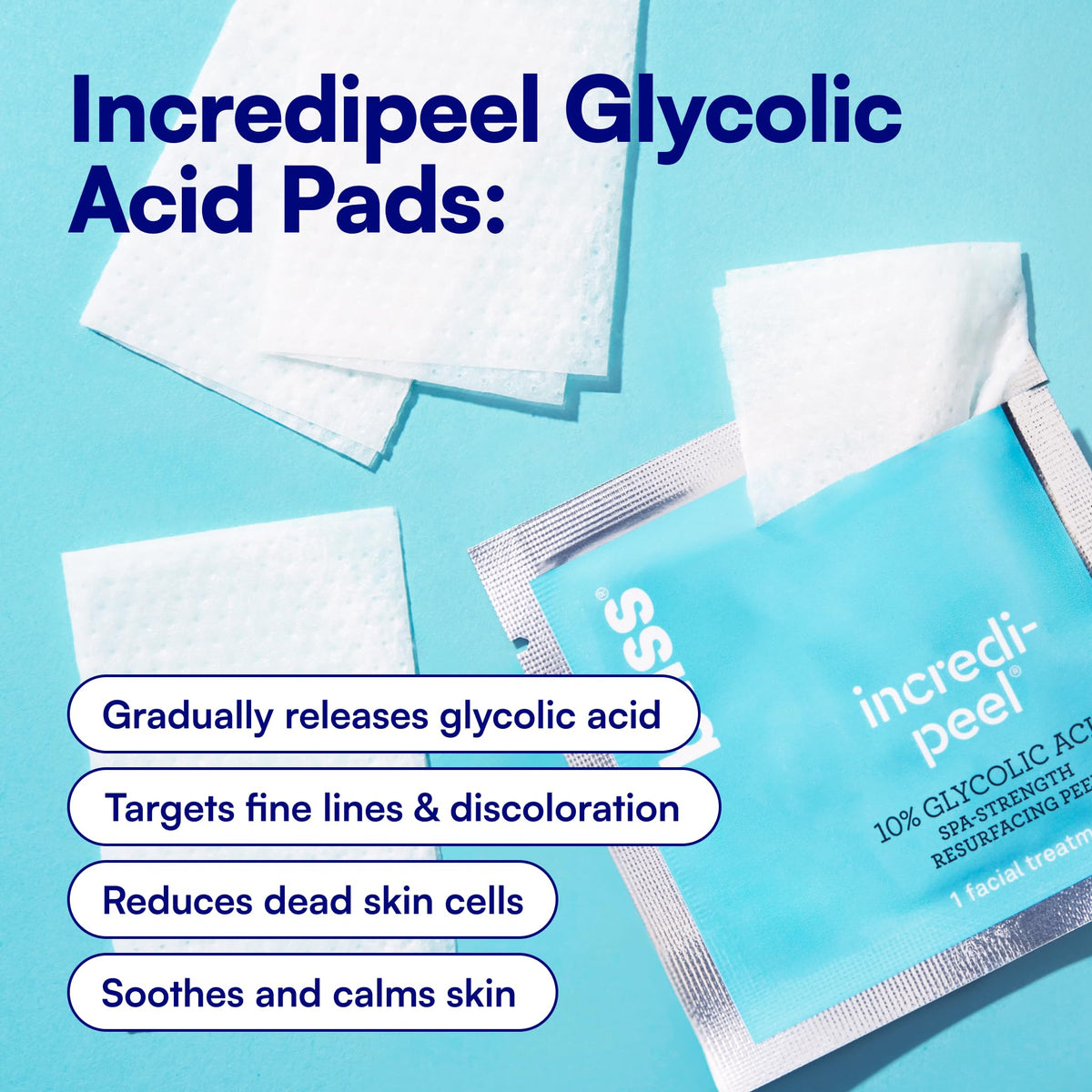 Bliss That's Incredi-Peel Glycolic Resurfacing Facial Pads - 15 ct - Single-Step Pads for Exfoliating and Brightening - Targets Fine Lines and Discoloration - Travel-Friendly - Vegan & Cruelty-Free