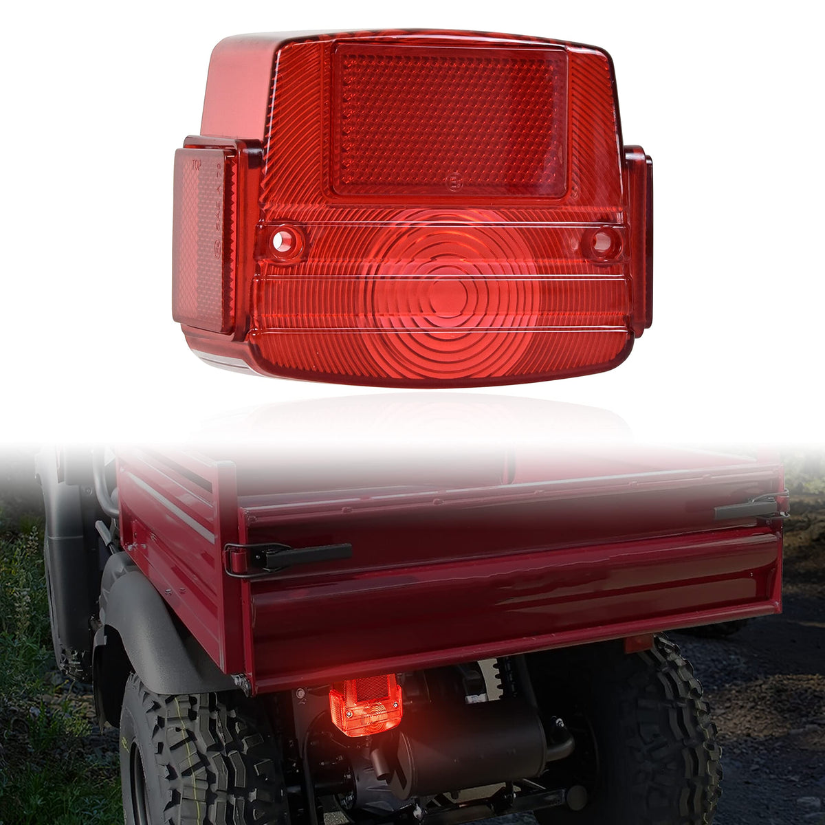 Sautvs Red Tail Light Housing For Kawasaki Mule, Tail Lamp Lens For Kawasaki Mule 1990-2020 Accessories (1Pc, Replace #23026-101