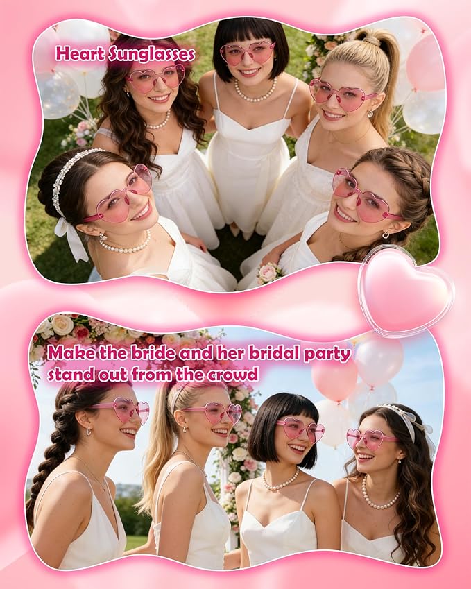 8 Pairs Heart Sunglasses for Women Heart Shaped Sunglasses Bulk Pink Heart Glasses for Party Favor (8, Pink)