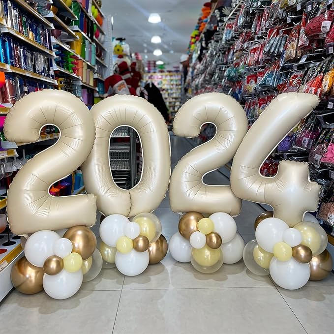 Number 0 Balloon Beige,40 Inch Large Cream Foil 0 Helium Balloons for Boys Girls Birthday Anniversary Decorations