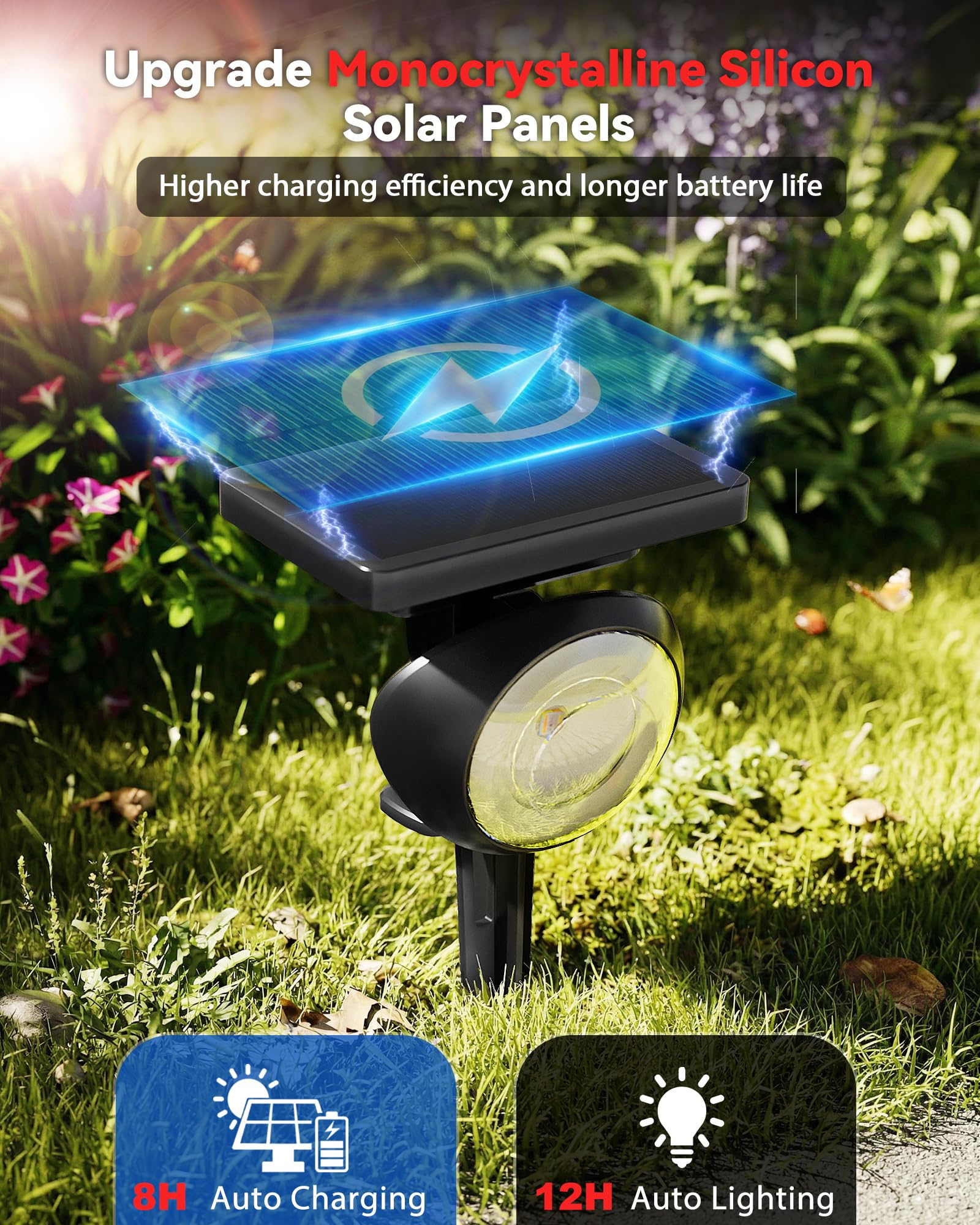 Focusing Solar Spot Lights Outdoor Waterproof, RGB+3CCT Tree Uplights 4Pack