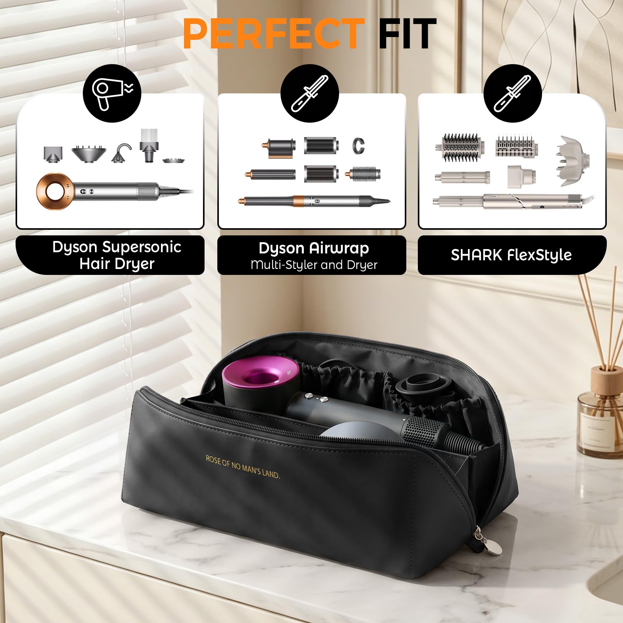 Linpr Hair Tool Travel Bag, Hair Dryer Case for Dyson Airwrap, Black