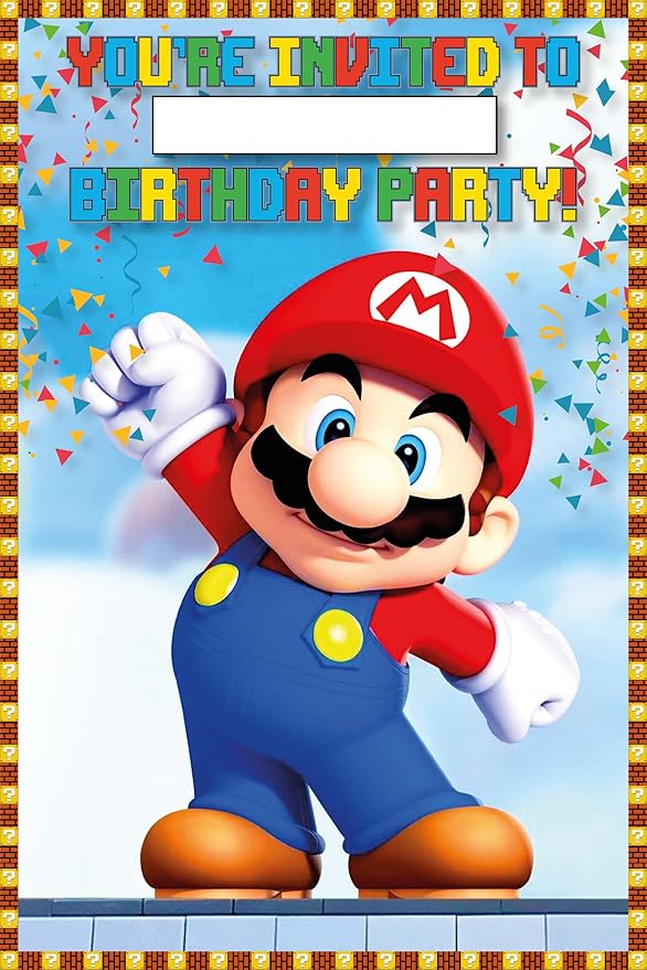 Set of 40 Invitation Cards Classic Video Game -Themed Happy Birthday Invitation Cards - Lightweight (230g), Postcard Style Invites for the Perfect Party Pack