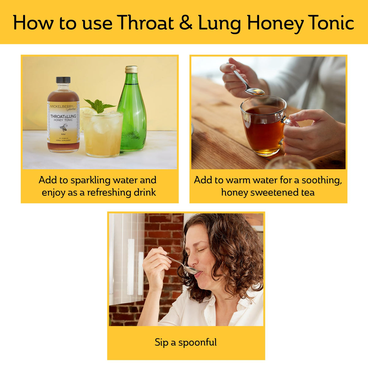 Mickelberry Gardens Throat & Lung Honey Tonic: Wellness Syrup, Natural Sore Throat Relief, Immune Support & Cough Suppressant for Adults & Kids (4 oz, 2 Pack)