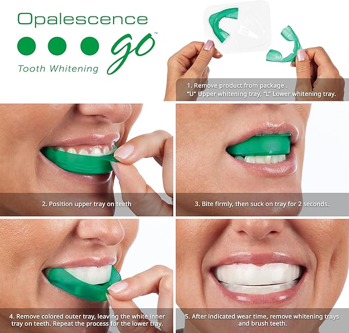 Opalescence Go - Prefilled Gel Teeth Whitening Trays (2 Packs / 20 Treatments) - 15% Hydrogen Peroxide - Teeth Whitening Kit -Mint - 5194-2