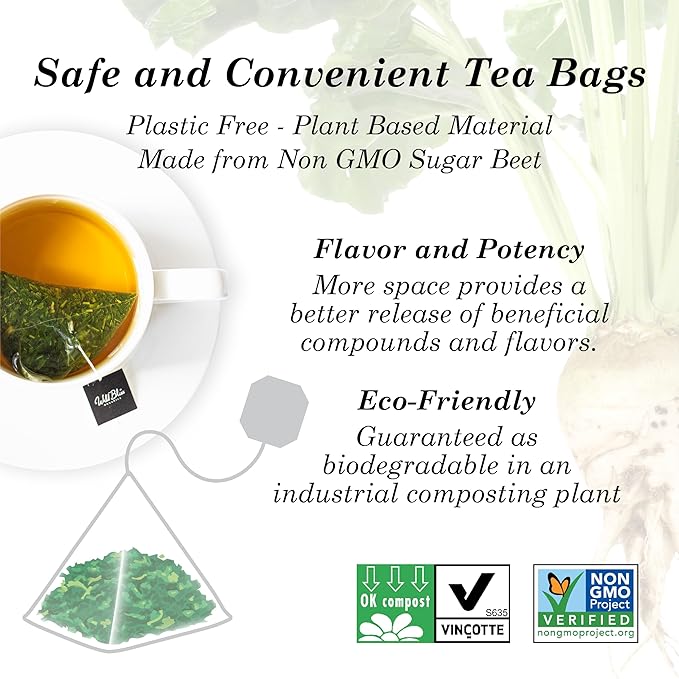 Wild Bliss Organic Wild Stinging Nettle Leaf Tea - Caffeine Free Urinary Tract and Joint Health Herbal Support - Pharmacopoeia Potency - 75 Plant Based Tea Bags