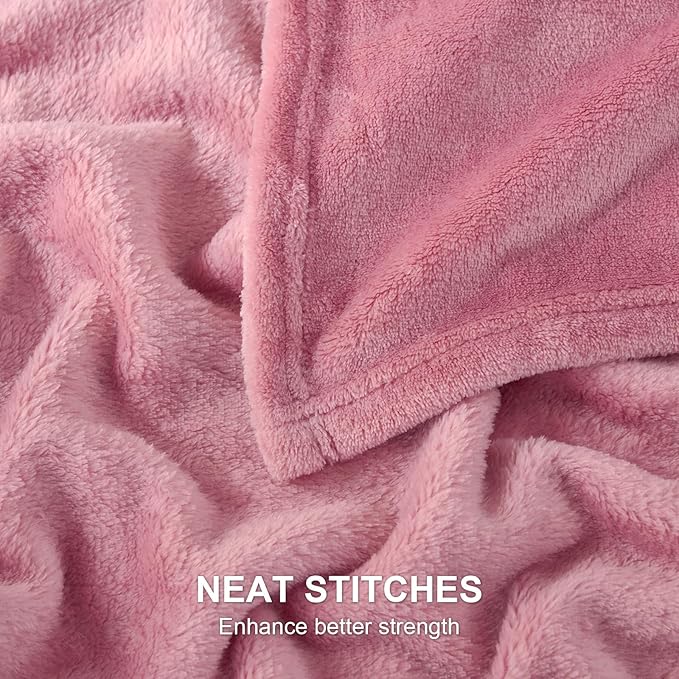Hansleep Fleece Dusty Rose Twin Blanket, Super Soft Flannel Fuzzy Plush Cozy Blanket for All Seasons, Dusty Rose, Twin 60x80 Inches