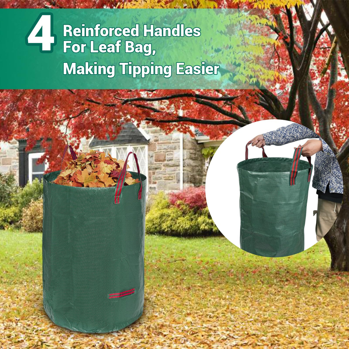 Serqd Adjustable Garden Rake for Leaves 36-73" Long Handle, 18" Wide, Heavy Duty with 25 Metal Tines ，Includes 32Gallon Leaf Bags，Designed for Lawns, Grass, Shrubs ，Flower Beds