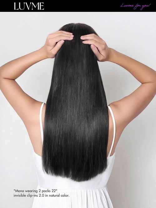 LUVME Straight Seamless 110g 7Pcs Clip in Hair Extensions Full Max with 16inch Remy Human Hair Extensions, Natural Black 100% Real Soft Human Hair